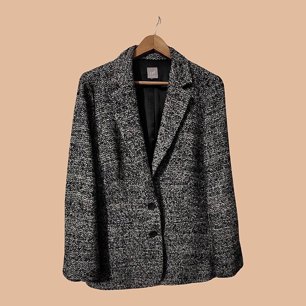Woven J. Jill size Large Wool Blend Fully-Lined Multicolor Neutral Blazer